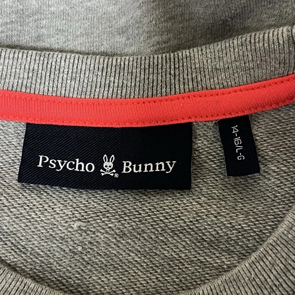 Psycho Bunny‎ Sweatshirt Boys Large Gray Red Sacramental Chenille Crewneck